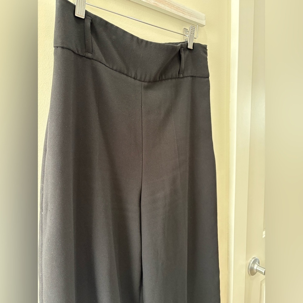 Zara Black High Waist Crop Wide Leg Pants Medium High-Rise Cropped Trousers - Picture 3 of 16